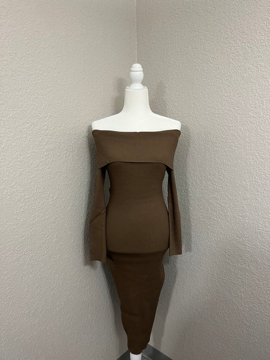 Off the shoulder brown dress